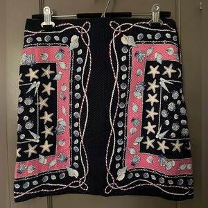 Talbots Petite Embroidered Starfish and Shells Skirt